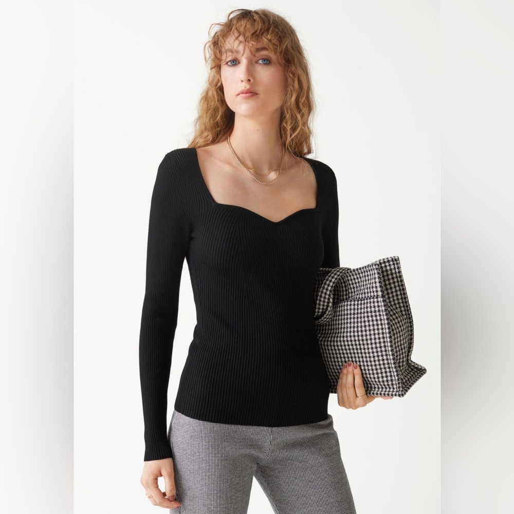 &other stories fitted Sweetheart Neck Top, size S, new without tag